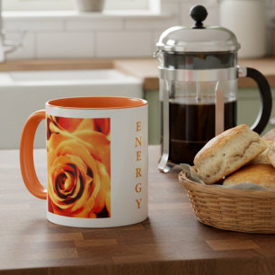 Taza de dos tonos Energy Yellow Roses 11oz naranja