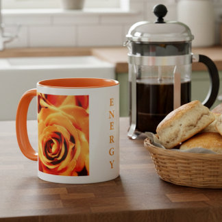 Taza de dos tonos Energy Yellow Roses 11oz naranja