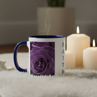 Taza de dos tonos Faith Purple Roses 11oz Azul