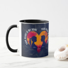 Taza de dos tonos para pareja con silueta romántic
