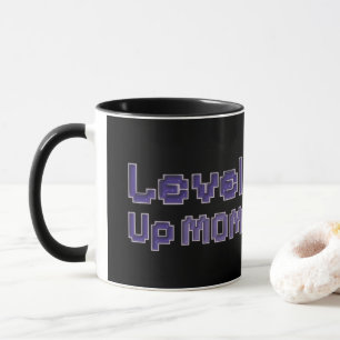 Taza de dos tonos Pixel Level Up Mom Gamer 