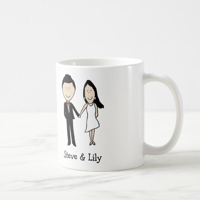Taza de encargo casada jóvenes del dibujo animado (Derecha)