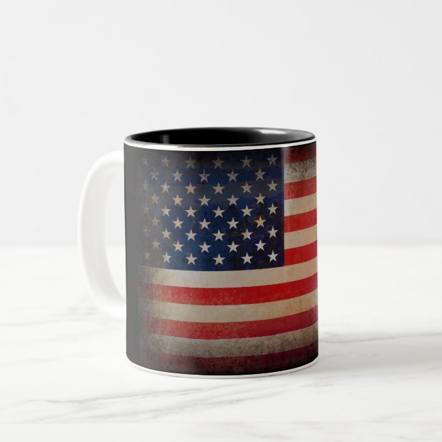 Taza de encargo |Coffee de la bandera americana, (Anverso izquierdo)