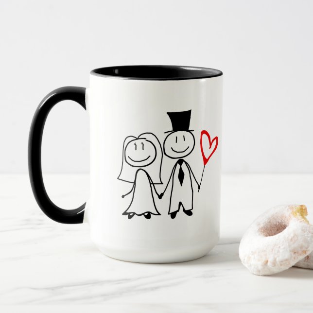 taza de encargo combinada de la boda 15oz por (Con donut)