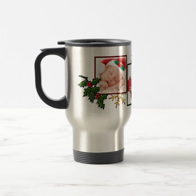 Taza de encargo de tres del collage de fotos (Izquierda)