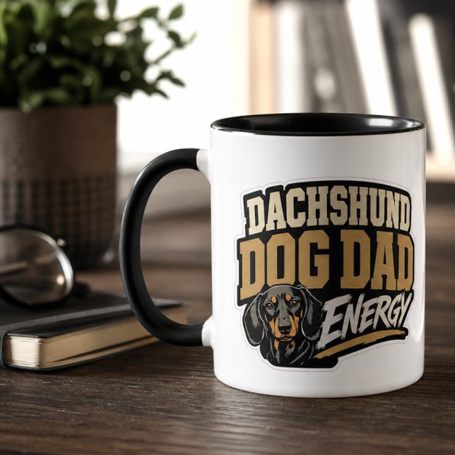 Taza de energía para papá de Dachshund (Dachshund Dog Dad Energy Mug)