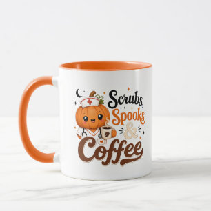 Taza de enfermera de calabaza linda divertida café