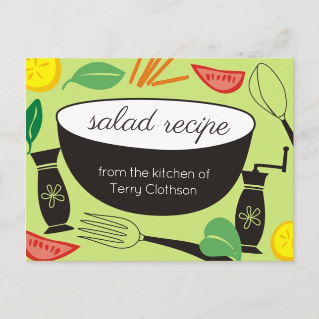 Taza de ensalada tarjeta de recetas de cocción per (Anverso)
