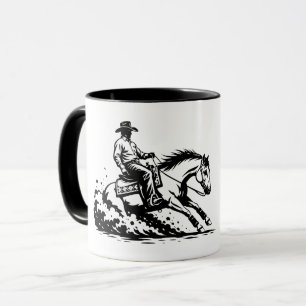 Taza de equitación occidental de caballo montado p