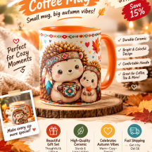 Taza de erizo lindo con Otoño Colorido. Café de ot