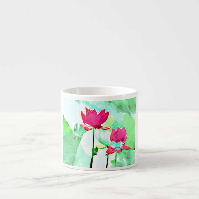 Taza De Espresso 2 flores rojas (Frente)