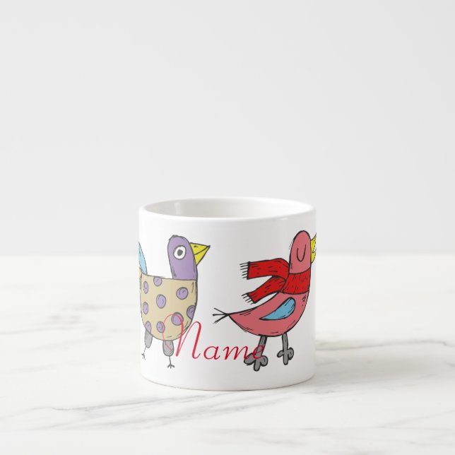 Taza De Espresso 4 Aves divertidas Thunder_Cove (Frente)