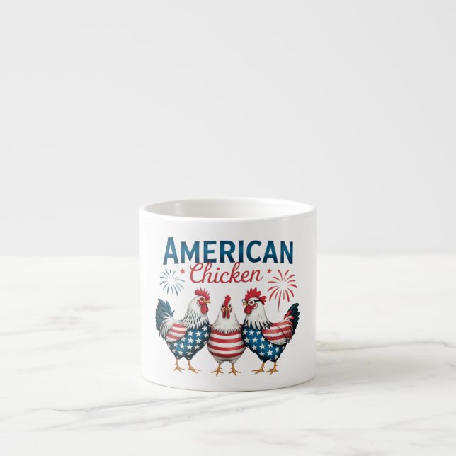 Taza De Espresso 4 de julio Pollo Americano Patriótico-62987 (Frente)
