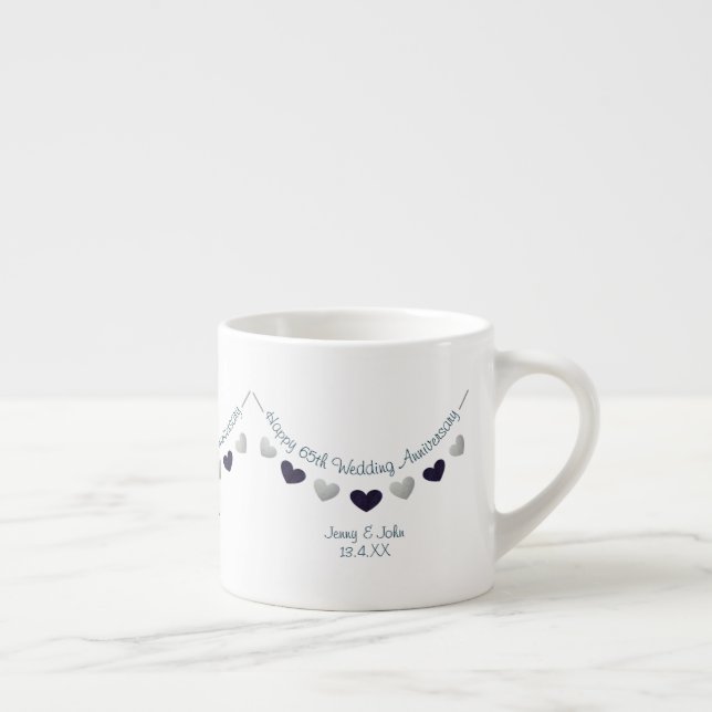 Taza De Espresso 65.ª Boda de Sapphire Aniversario marido y mujer (Derecha)