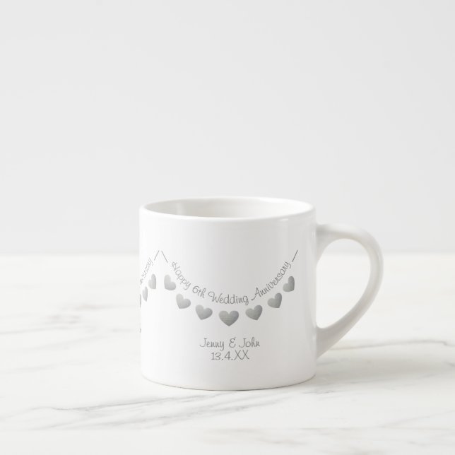 Taza De Espresso 6.º Aniversario del Boda de Hierro marido y mujer (Derecha)