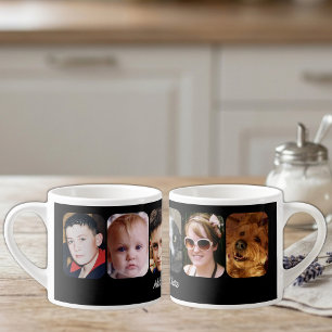 Taza De Espresso 6 collage de fotos añadir texto negro