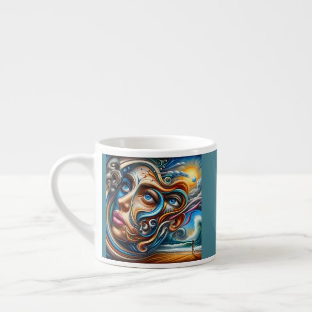 Taza De Espresso Abstract Dreamscape Ocean Serenity & Cosmic Wonder (Izquierda)