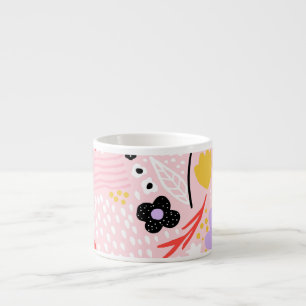 Taza De Espresso Abstract Floral: Creativo Diseño Vintage.