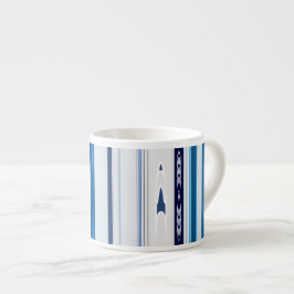 Taza De Espresso Abstract Symphony in Blue 5 (Vertical Lines)