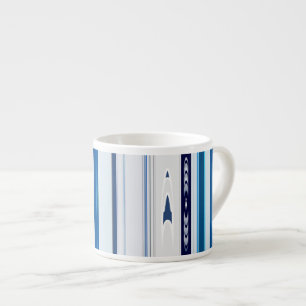 Taza De Espresso Abstract Symphony in Blue 5 (Vertical Lines)