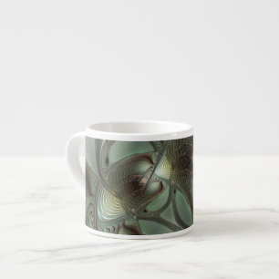 Taza De Espresso Abstracto Olive Sage Green Grey Fractal Art Fantas