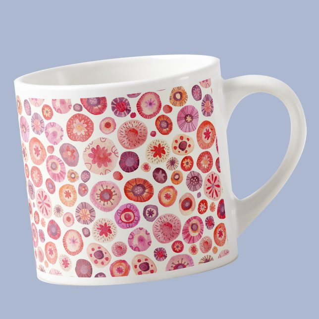 Taza De Espresso Abstracto Patrón floral de acuarela rosa (Fun abstract modern floral  espresso cup)