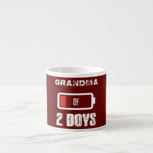 Taza De Espresso Abuela de 2 Dos Niños Batería Baja Día de la Madre