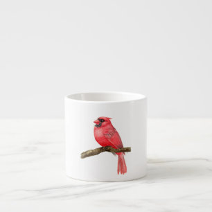 Taza De Espresso acuarela de ave cardinal
