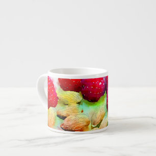 Taza De Espresso Acuarela de las frambuesas y de las almendras