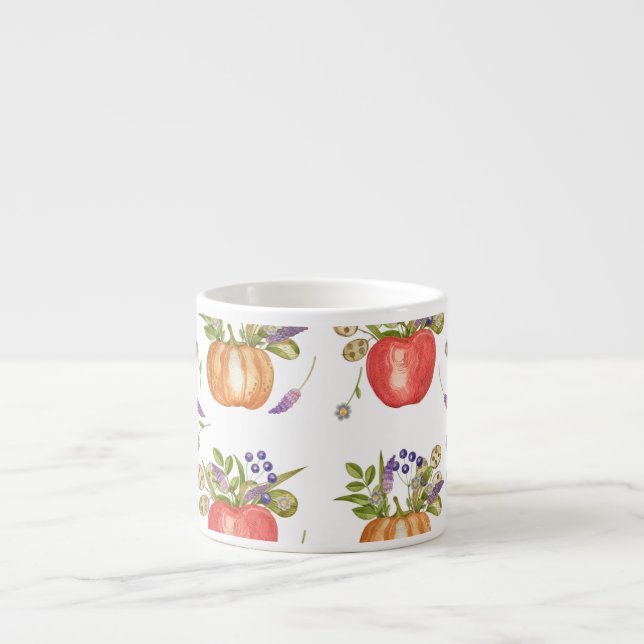 Taza De Espresso Acuarela De Otoño, Composición Sin Marea. (Frente)