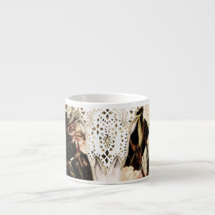Taza De Espresso acuarela étnica: fondo floral retro.
