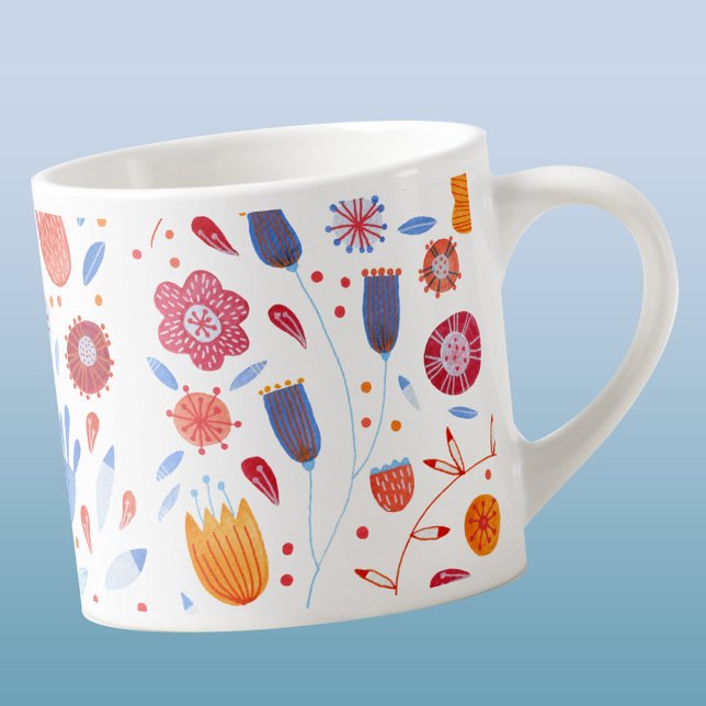 Taza De Espresso Acuarela floral moderna (Pretty and modern watercolor floral wildflower pattern espresso mug)