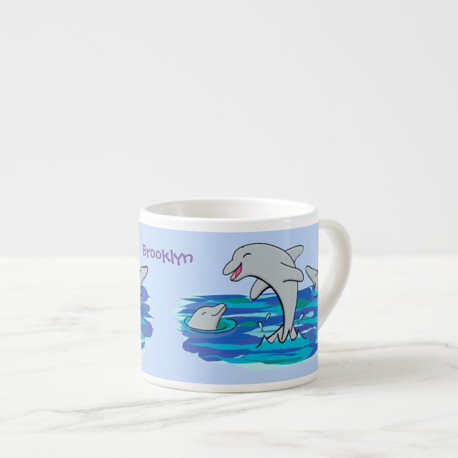 Taza De Espresso Adorables delfines felices ilustracion personaliza (Derecha)
