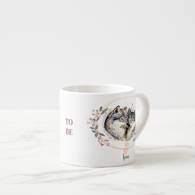 Taza De Espresso Afecto salvaje - Lobos enamorados Ilustracion (Derecha)