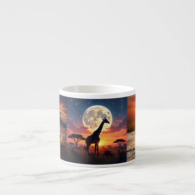 Taza De Espresso African Lion & Zebra Sunset Espresso Mug (Frente)