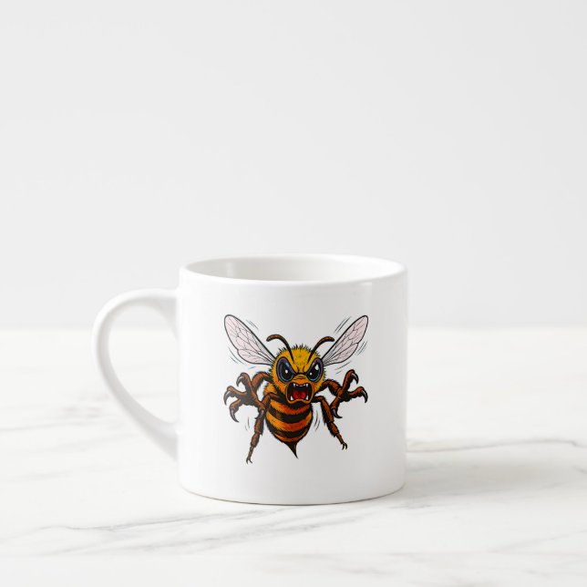 Taza De Espresso Aggressive Wasp Cartoon Illustration Statement (Izquierda)