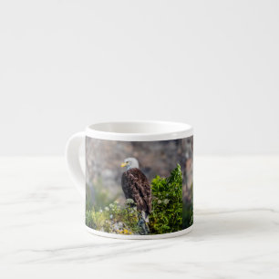 Taza De Espresso Águila calva sentada en la roca