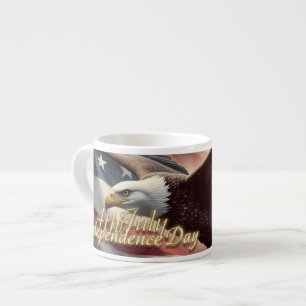 Taza De Espresso Águila del 4 de Julio con bandera americana