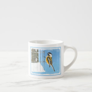 Taza De Espresso Ajedrez en pintura de alimentador - Arte de pájaro