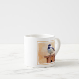 Taza De Espresso Ajedrez sobre pintura de aves original