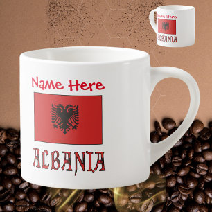 Taza De Espresso Albania y personalización roja de la bandera alban