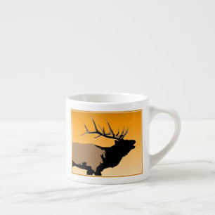 Taza De Espresso Alce toro al atardecer original de la vida silvest