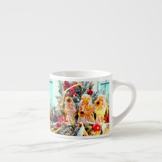 Taza De Espresso alegres navidades y ángeles pregonando (Derecha)