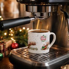 Taza De Espresso Alegría al mundo Santa Trineo Navidad Espresso
