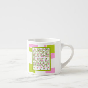 Taza De Espresso Alfabeto divertido, alfabeto de flores, alfabeto