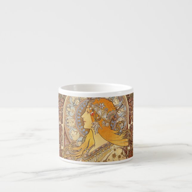Taza De Espresso Alfonse Mucha Zodiac Art Nouveau Mujer (Frente)