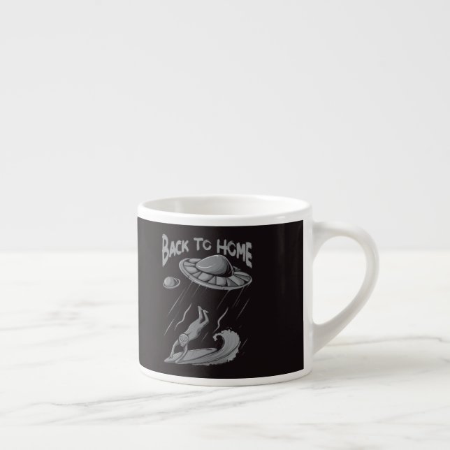 Taza De Espresso alienígena ufo navegando en ilustracion con vuelta (Derecha)