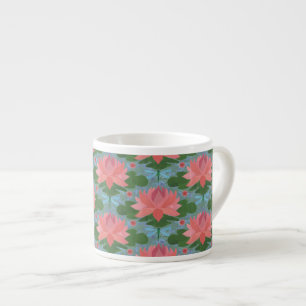 Taza De Espresso Alimentos de agua rosada y libélulas Espresso Mug