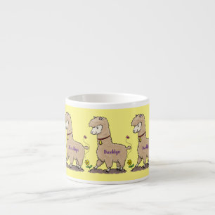 Taza De Espresso Alpaca feliz con personalizado de mariposa
