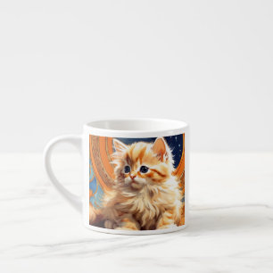 Taza De Espresso Alphonse Mucha Art Nouveau Naranja Cat